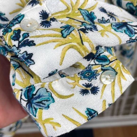 J. Jill Botanical Floral Bird Print High Low Hem Blouse XL - Picture 6 of 8